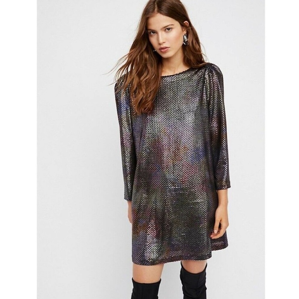 Free People Iridescent Long Sleeve Mini Dress - Picture 6 of 16